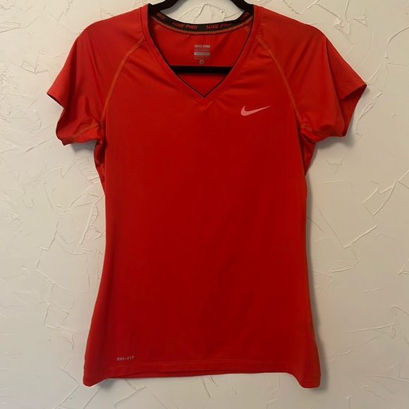 Nike Tops - Nike Pro Women’s Medium, V-Neck Dri-Fit, Red and Black
